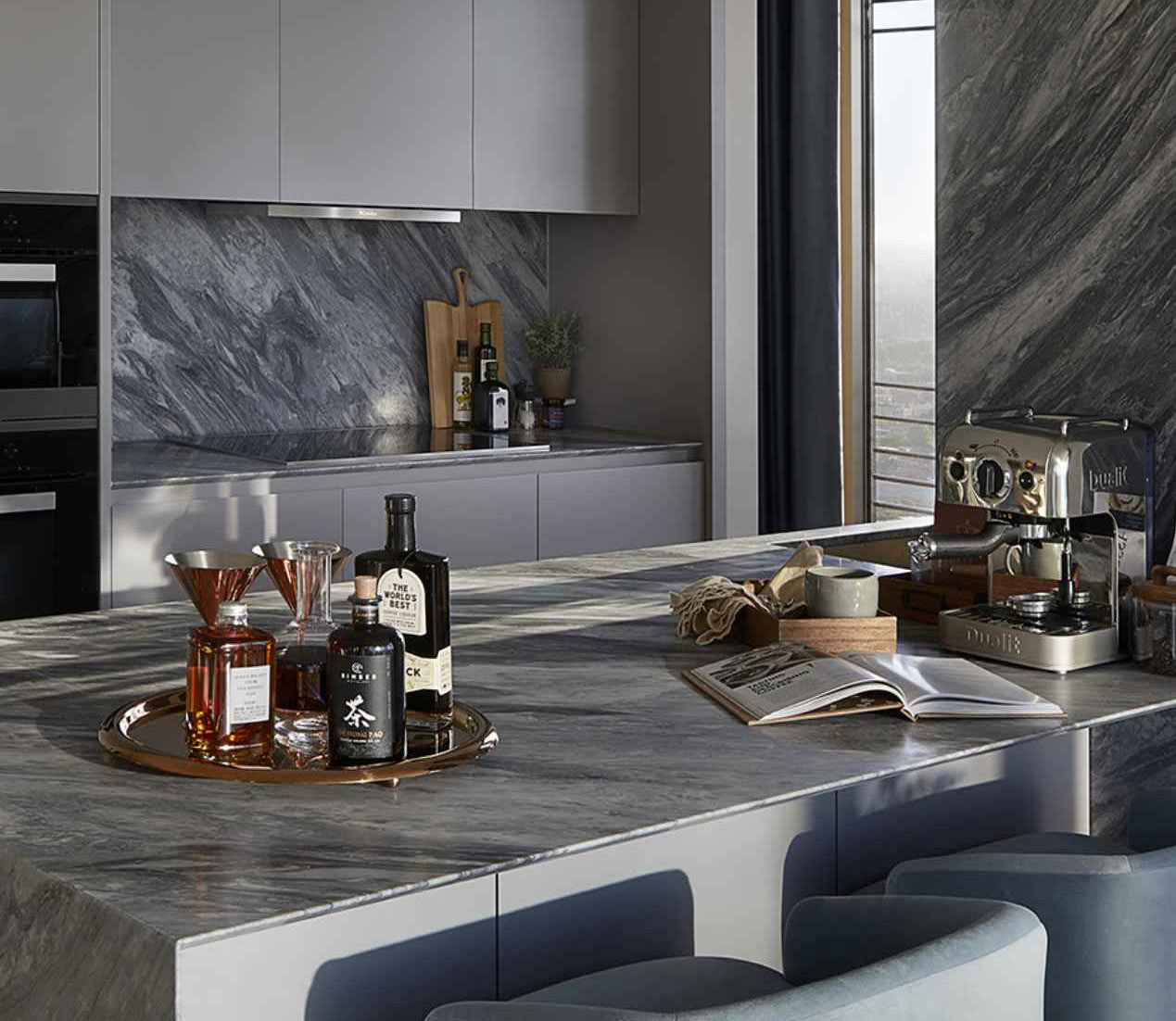 Kitchen area of three-bed apartment